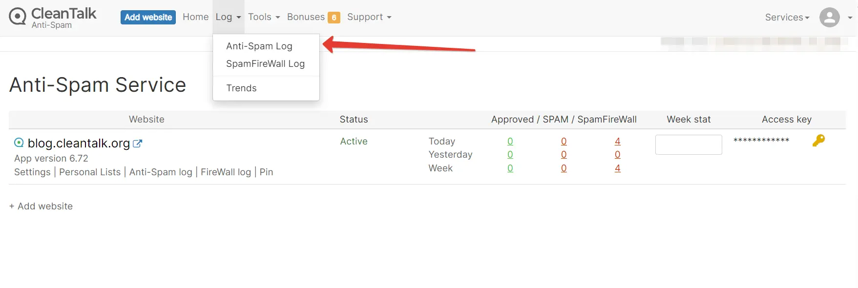 CleanTalk Anti-Spam Log CleanTalk Anti-Spam Log