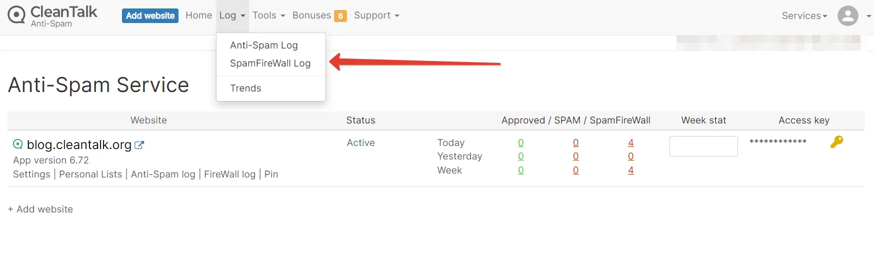 CleanTalk SpamFireWall Log CleanTalk SpamFireWall Log