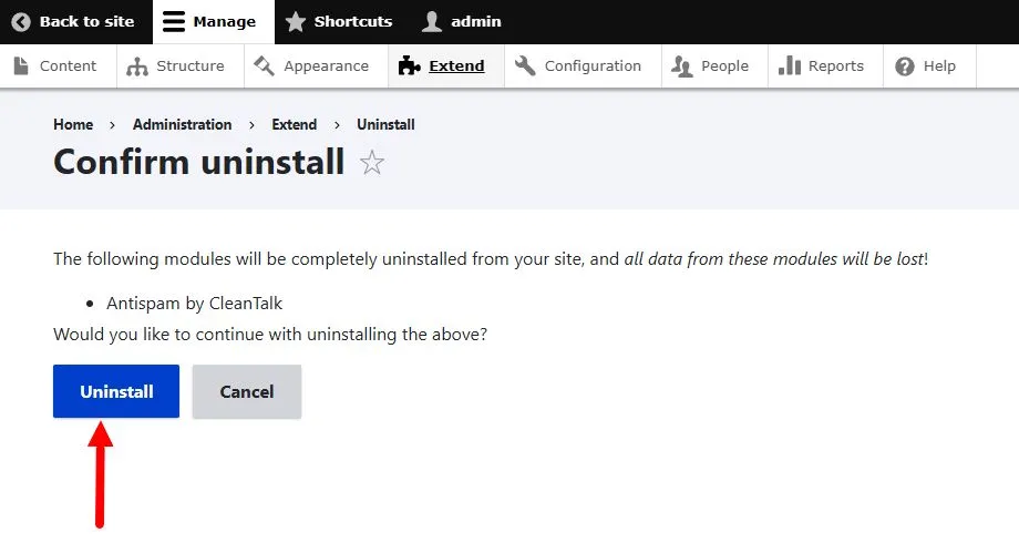 Drupal 10 Anti-Spam plugin uninstall