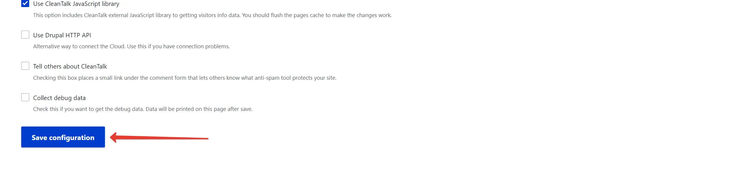 Save the module settings