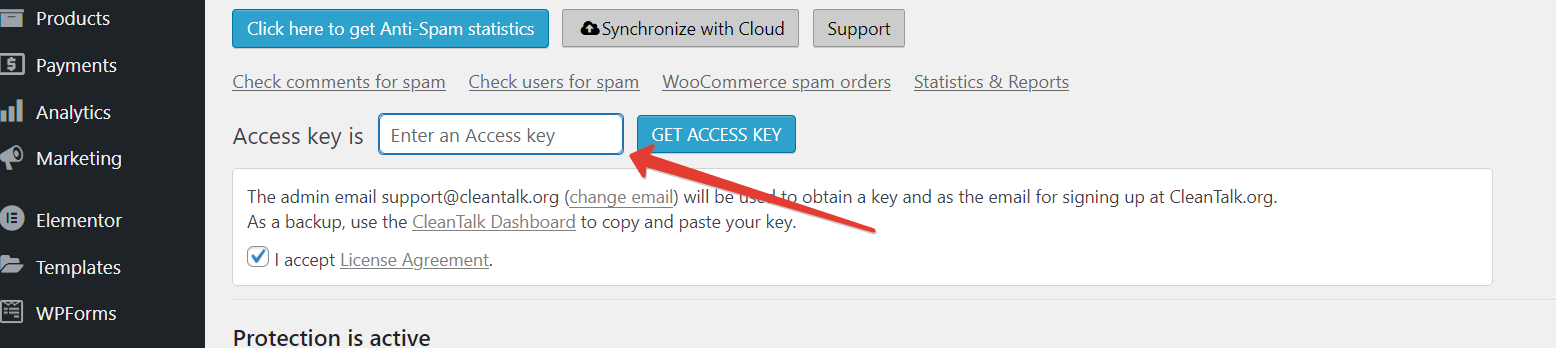 The Anti-Spam plugin settings