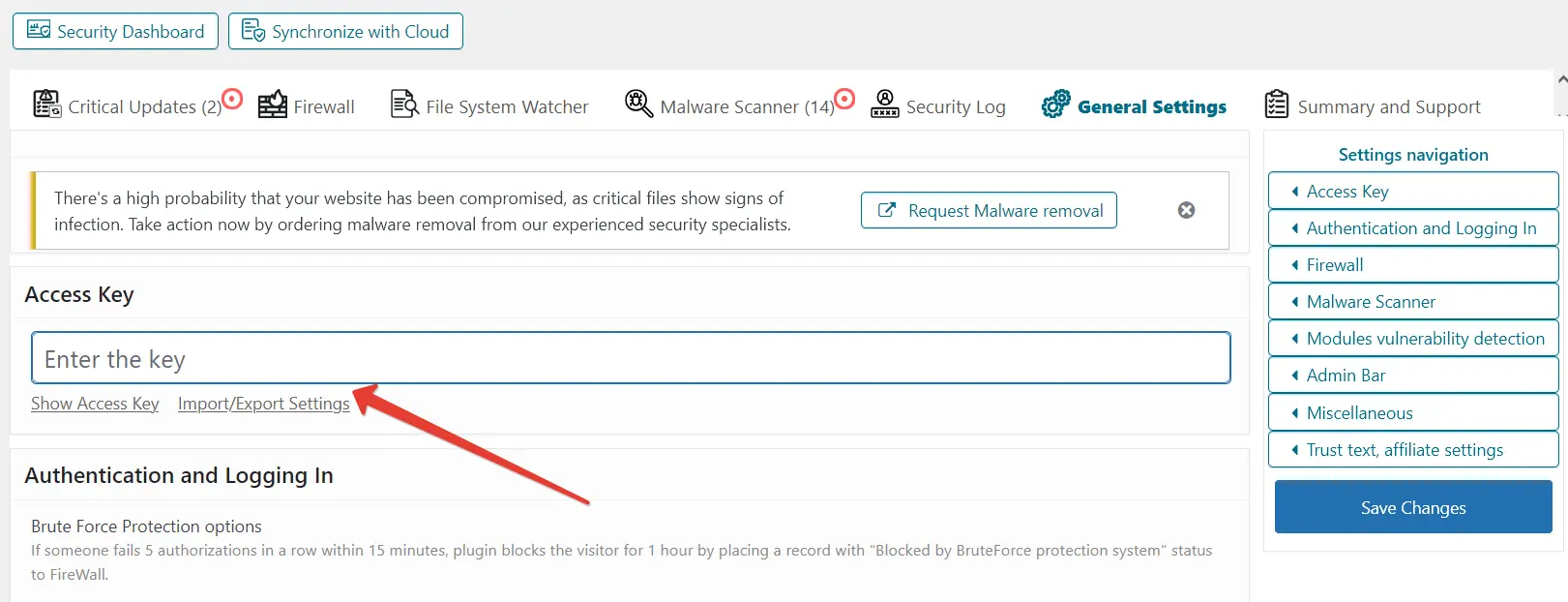 Security Plugin Settings