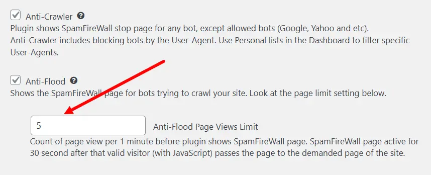 Anti-flood-setting Anti-flood-setting