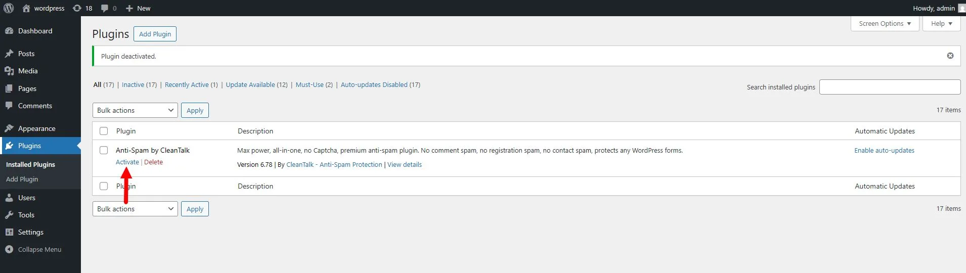 activate plugin