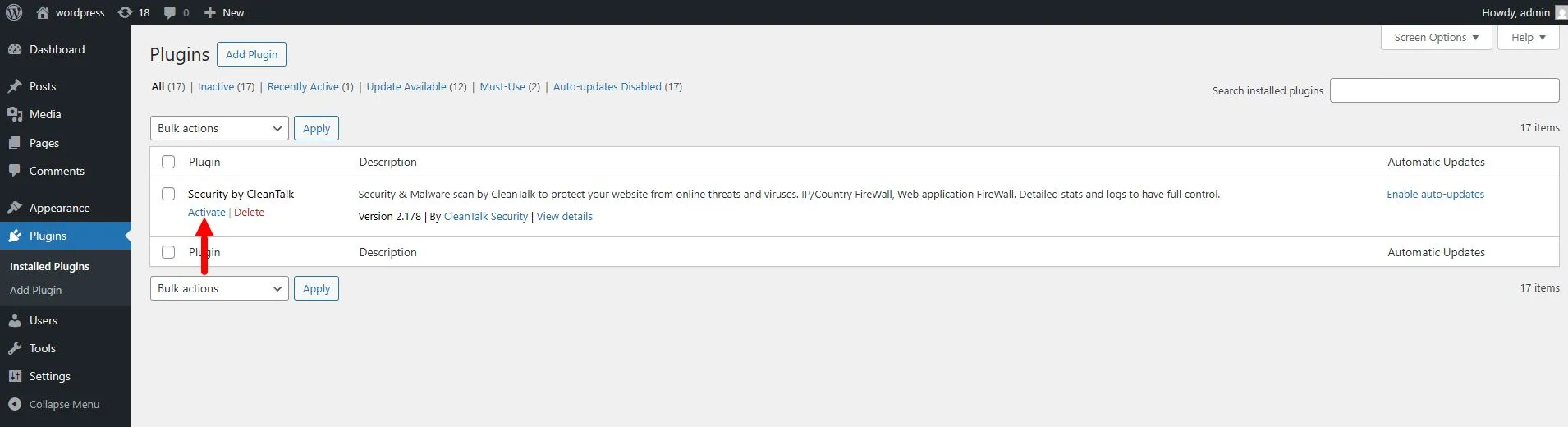 activate plugin
