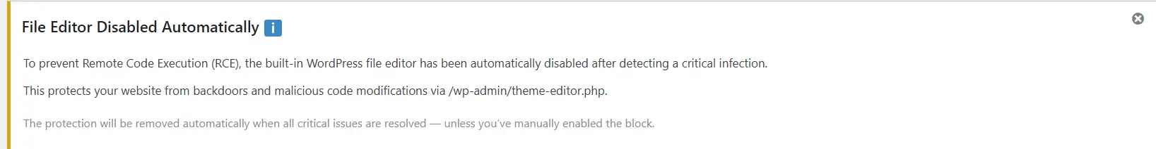 Disable File Editor banner