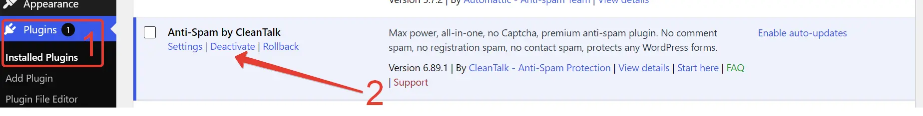 The Anti-Spam plugin reactivation