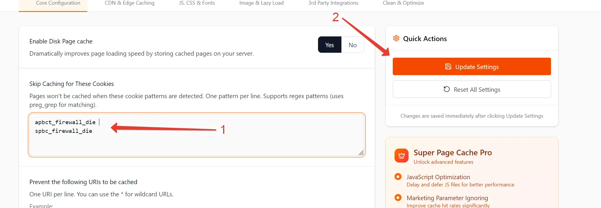 Cookies Exclusions in Super Page Cache