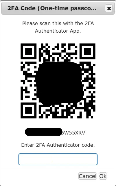 QR code for enabling 2FA