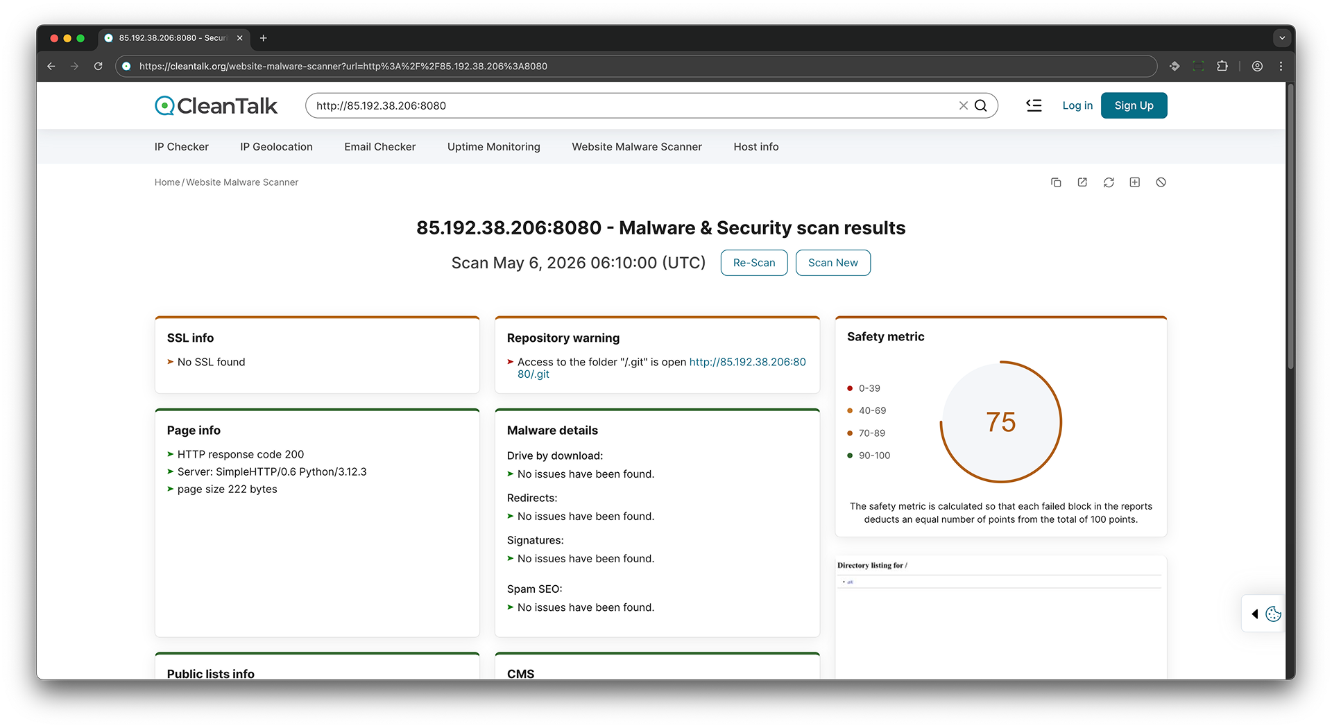 Check for public access to Git, SVN repositories - during this check, the public availability of SVN and GIT repositories is analyzed to determine if they are accessible and if sensitive data or pieces of software code can be publicly available.