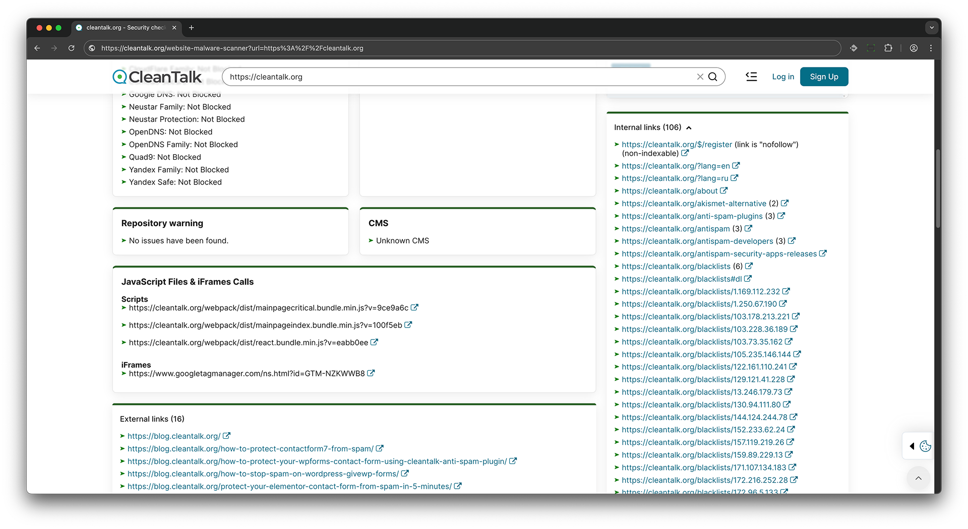 CMS recognize - this check attempts to determine which content management system (CMS) is used on the website, as well as its version and other information.