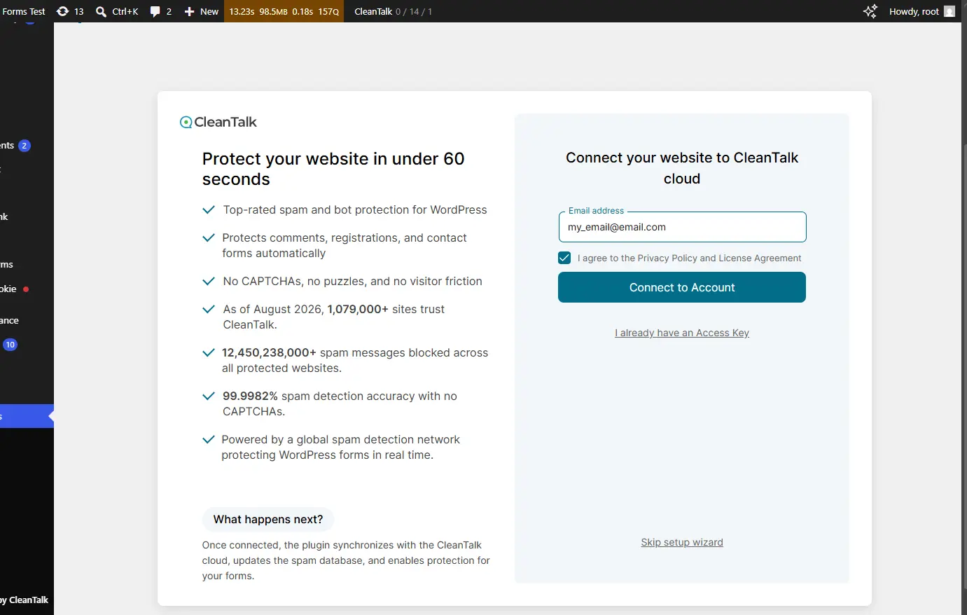 Мастер установки CleanTalk Anti-Spam для WordPress