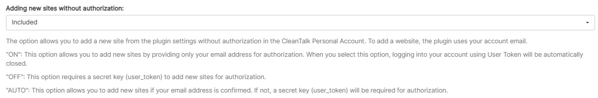 Adding new sites without authorization